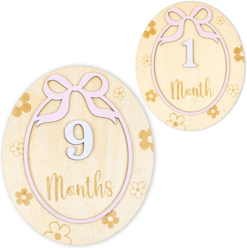 HONOCOOLS Store Baby Monthly Milestone Cards - Acrylic Monthly Milestone Discs - Newborn Photography Props to Document Your Baby´s Growth - Baby Announcement Sign (B09) - Image 1